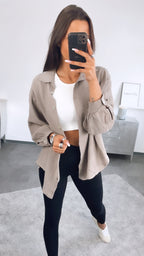 KURZE Oversize Musselin Bluse / schlamm