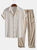 Beko| Shirt aus grob gestricktem Jacquard mit Struktur & Hose mit geradem Bein und Crinkle-Optik