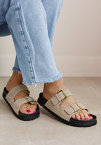 modische Pantolette Veloursleder