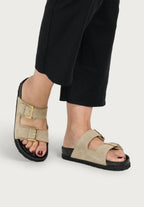 modische Pantolette Veloursleder
