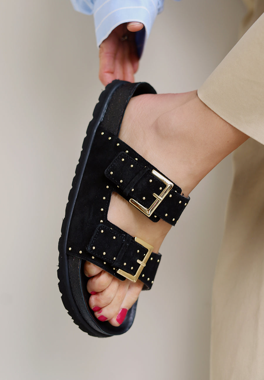 modische Pantolette Veloursleder