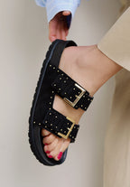 modische Pantolette Veloursleder