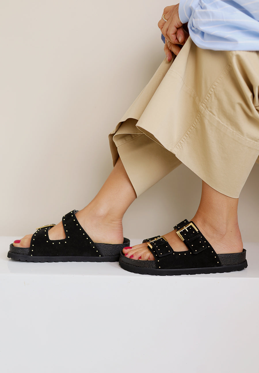 modische Pantolette Veloursleder