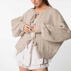 Oversized Cardigan mit Schleifen