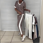 Lässiges Damen-Zweiteiler-Set: Oberteil mit V-Ausschnitt und Hose