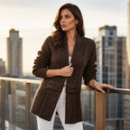 Damen lässiger zweireihiger Strickcardigan