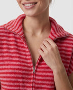 Striped Zip Strickweste