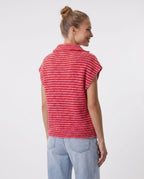 Striped Zip Strickweste