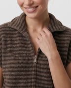 Striped Zip Strickweste