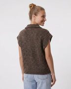 Striped Zip Strickweste